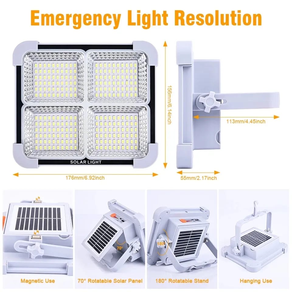 800Watt Solar LED Light with 48000MAH Solar Power Bank , 4 Modes, Waterproof, Portable Solar Power Outdoor Working Light