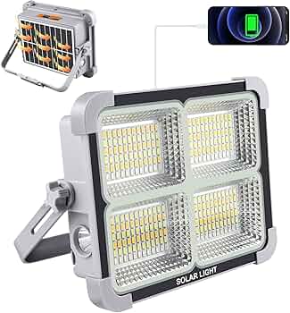 800Watt Solar LED Light with 48000MAH Solar Power Bank , 4 Modes, Waterproof, Portable Solar Power Outdoor Working Light